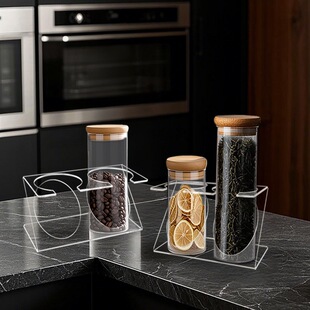 亚克力茶叶罐收纳架厨房透明密封罐收纳架桌面咖啡豆收纳整理架