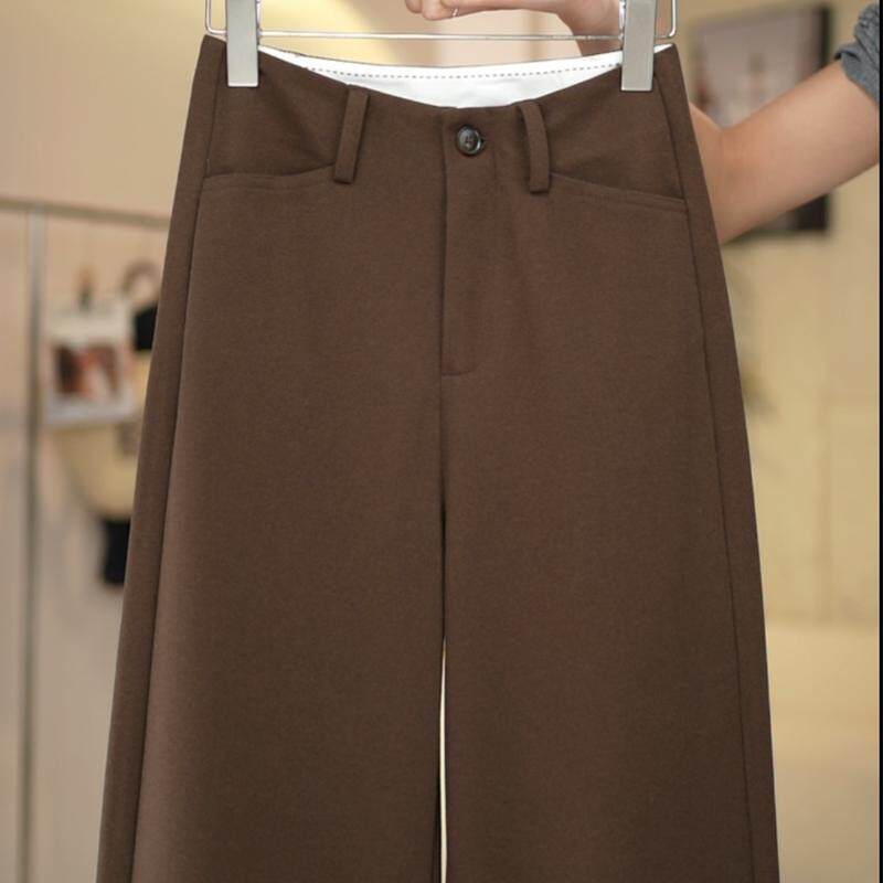 【云朵呢】月亮裤窄版弯刀裤秋冬新款阔腿女裤毛呢高腰显瘦直筒