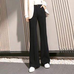 2025秋季黑色微喇裤女春秋中缝西装裤垂感拖地高腰微喇叭阔腿显瘦