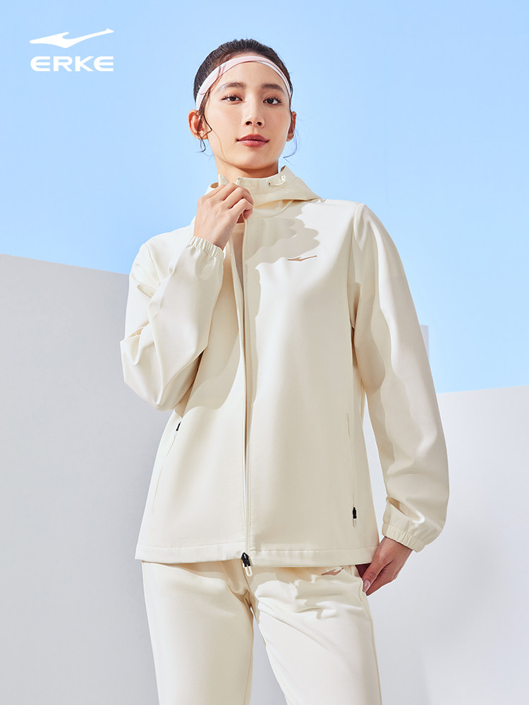 HONGXING ERKE JACKET 여성 2024 가을 겨울 새로운 여성 야외 달리기 방풍 스포츠웨어 자켓 여성 탑