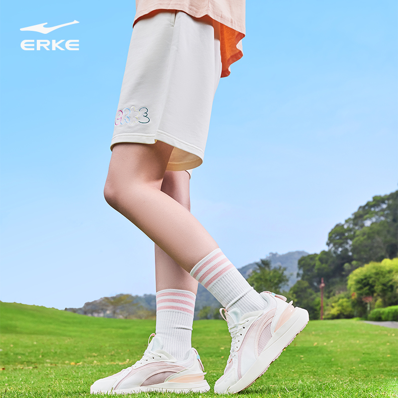 鸿星尔克休闲短裤女夏季新款百搭五分裤宽松运动针织短裤简约女裤