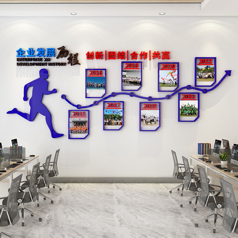 企业发展历程形象墙时间轴定制公司文化墙大厅前台背景墙亚克力