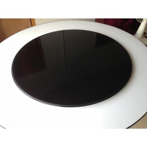 邦居龙玻璃转盘圆桌钢化餐桌黑色烤漆钢化面一体色含钢板底座黑