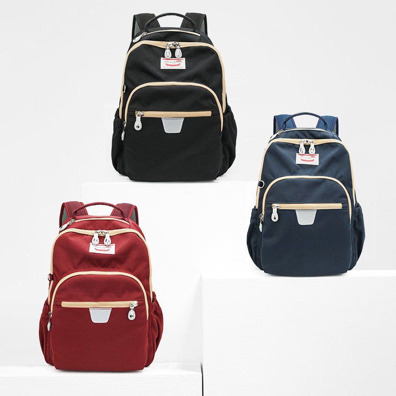 ◆多口袋多隔层◆findpop防水双肩包纯色休闲背包尼龙帆布书包