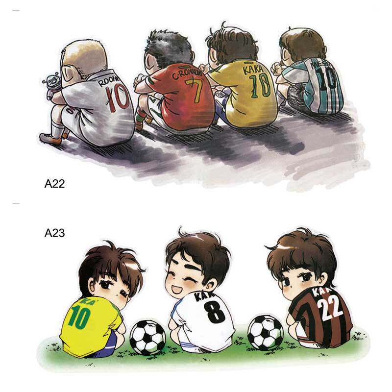 现货汽车足球卡通车贴 可爱c罗梅西车身贴 两款