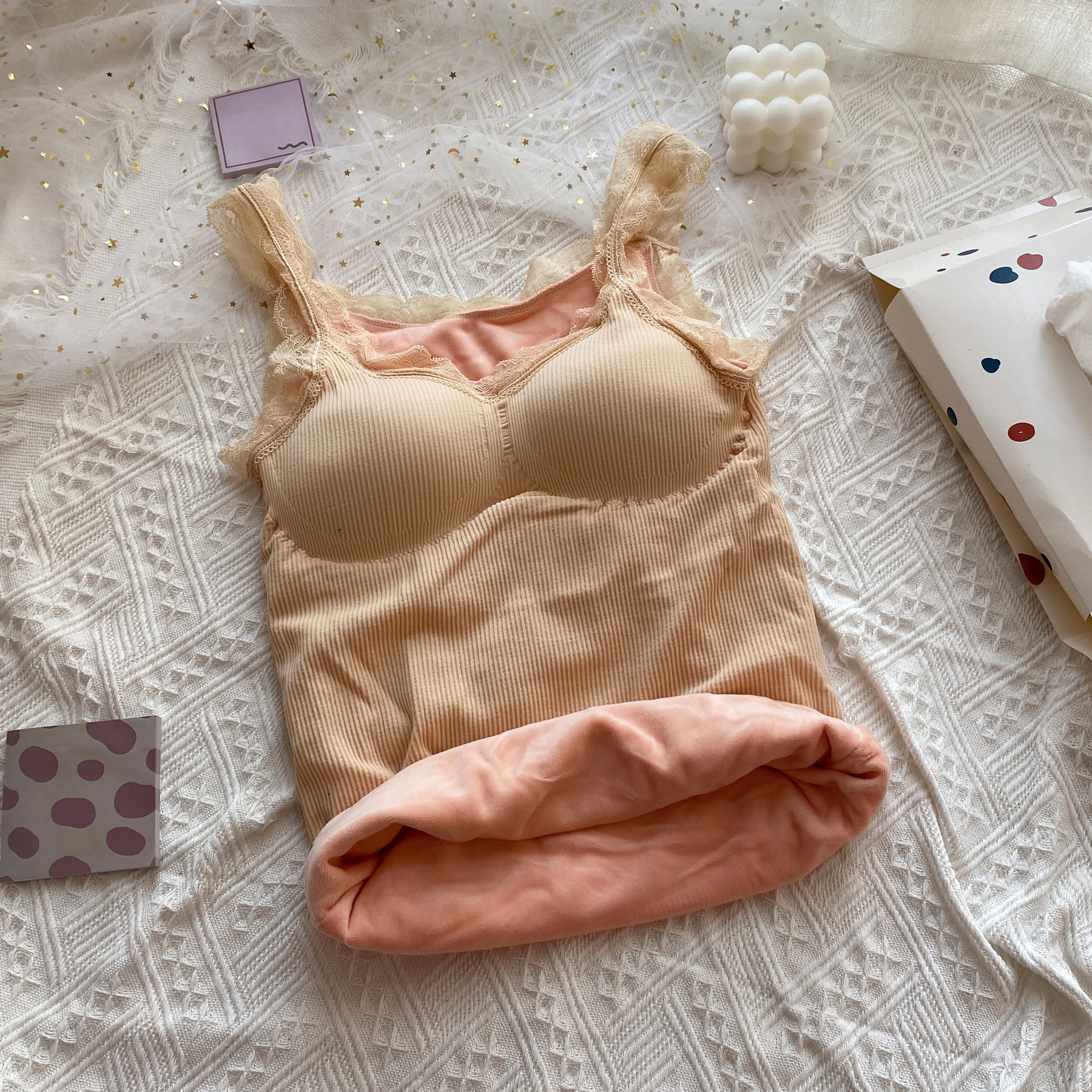 Real shot real price warm vest women's thickened Plush tight underwear with suspender bottoming shirt with breast pad