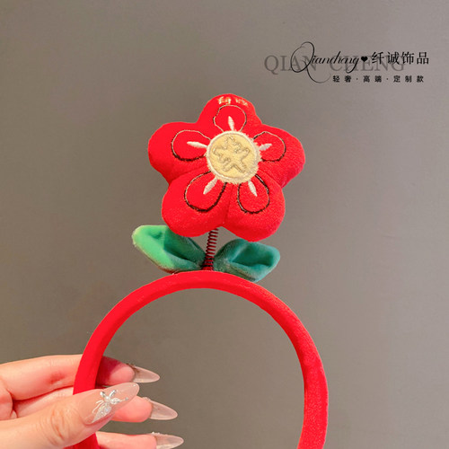 甜美有钱花发箍超萌红色头箍
