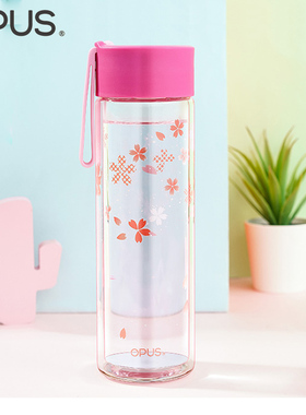 OPUS双层玻璃杯高颜值便携隔热仙女学生高硼硅耐热带盖随手水杯子