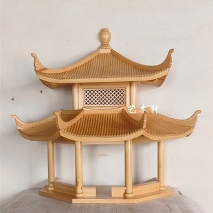 精选新中式贴墙凉亭微景观古建筑屋顶样板间酒店会所八Z角亭装饰