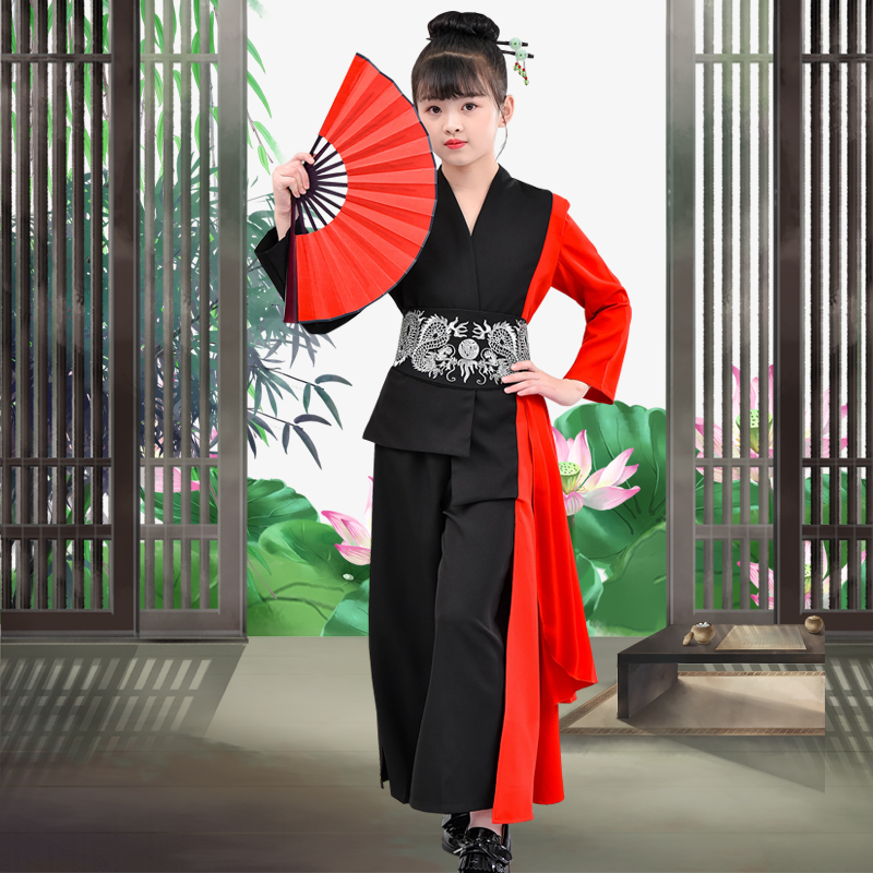 新选炫步儿童国潮武侠风女童模特走秀礼服中M国风古风车模舞台演