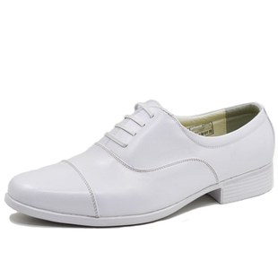 新款三接头白皮鞋男海q款真皮商务正装三尖头礼服表演出摄影楼婚