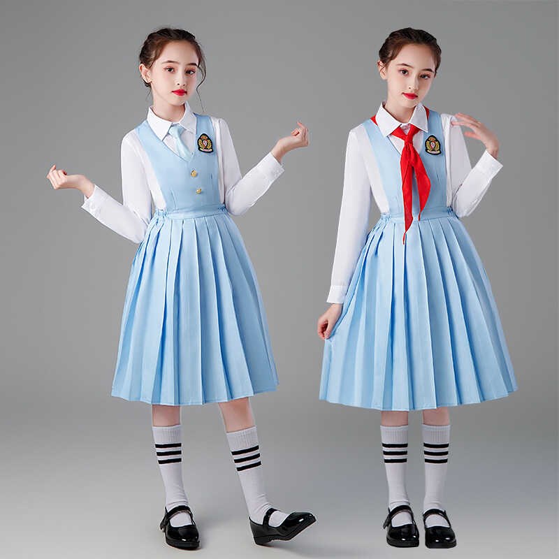 新选六一儿童合h唱服演出服诗歌朗诵表演服装男女童爱国红歌大合