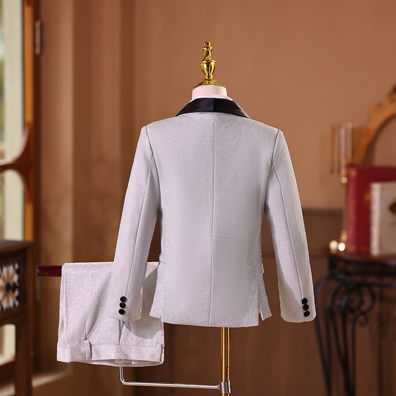 新选儿童西装套装男童主持人礼服男孩H花童高端西服模特走秀钢琴