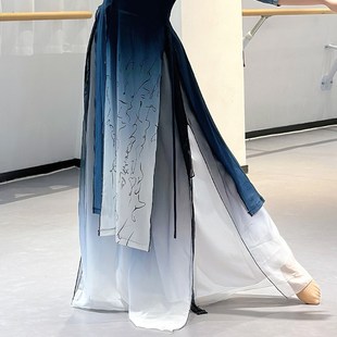 新款古典舞旗袍弹力练功服身韵纱衣形体礼仪走秀禅服团.体舞蹈演