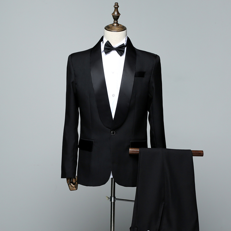 新选男士中老年合唱团西服套装成人演F出服装主持人歌手舞台礼服