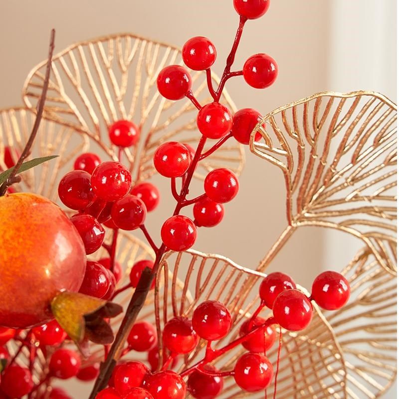 新年喜庆新年摆花发财果仿真假花红果石榴客厅装饰餐桌Z新中式摆,家居饰品,仿真花/假花,淘宝优惠券,粉丝福利购,淘宝优惠卷