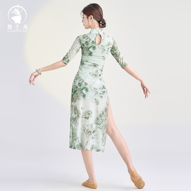 新选中国民族风古典舞蹈y跳舞弹力旗袍身韵练功表演出服装女