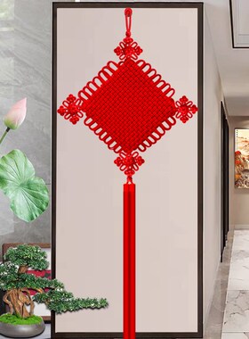 新年手工编e织红色黄色蓝色中国结客厅大号挂件电视墙玄关新款乔