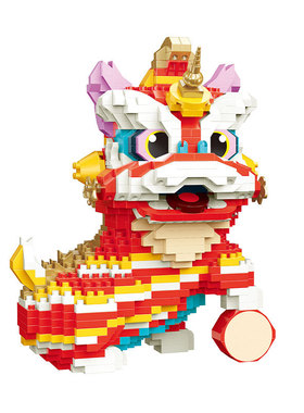 优选国潮醒狮拼装舞狮微小钻石颗粒积木摆件新年礼物兔.年玩具模