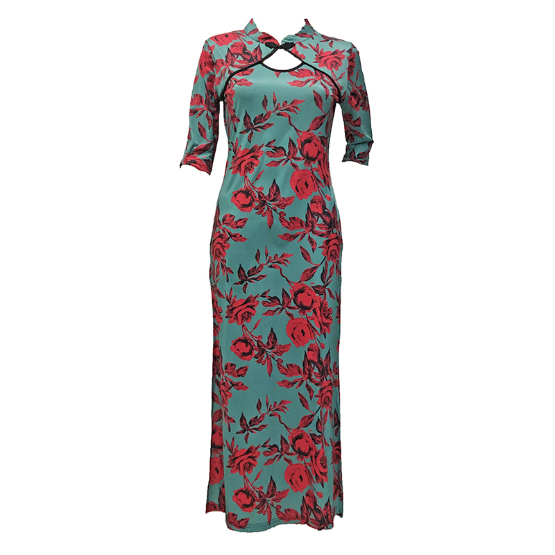 新选中国风古典舞表演出服弹力身韵复古成人女飘S逸开叉旗袍现代