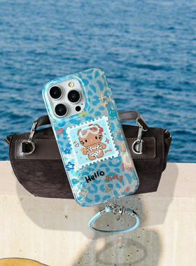 豹纹马赛克kt猫适用iPhone17promax手机壳16promax蓝色15pro邮票图案14Hello凯特猫17Air全包17泳衣泳镜黑猫