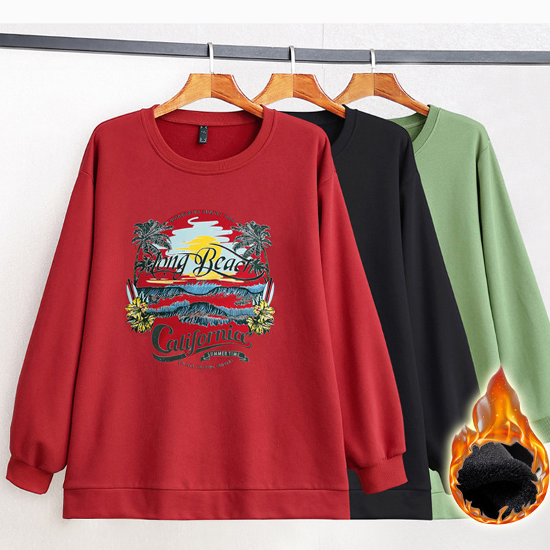 胖mm大码女装加绒加厚卫衣冬季新款ins设计感宽松显瘦百搭上衣女,女装/女士精品,大码内搭,淘宝优惠券,粉丝福利购,淘宝优惠卷