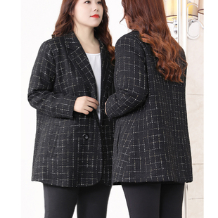 外套胖妹妹秋冬上衣西装 开衫 小香风垂感气质休闲 女装 300斤特大码
