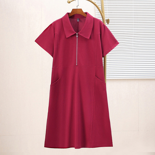 300斤大码女装翻领连衣裙夏季洋气胖mm遮肚子显瘦a字裙宽松中长款