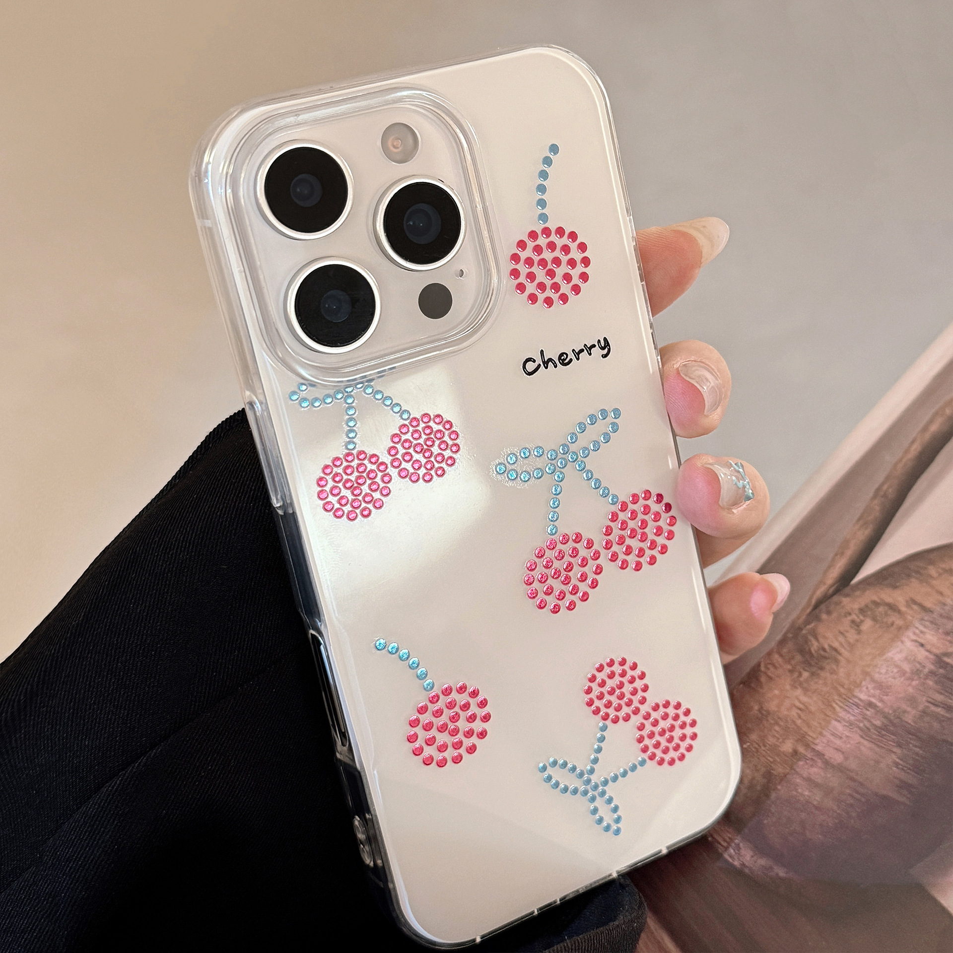 鎏金红宝石樱桃手机壳适用16苹果15promaxiphone13硬1214