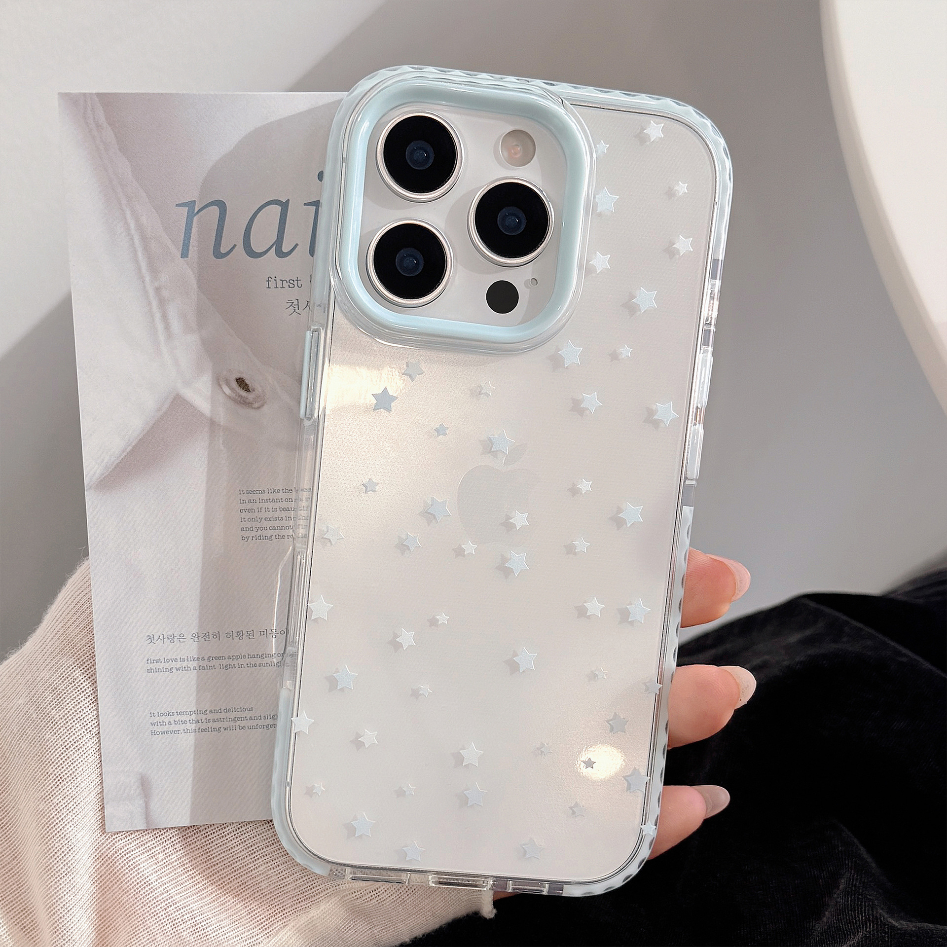 ins风蓝星星iPhone15苹果16pro max手机壳适用14小众13防摔11