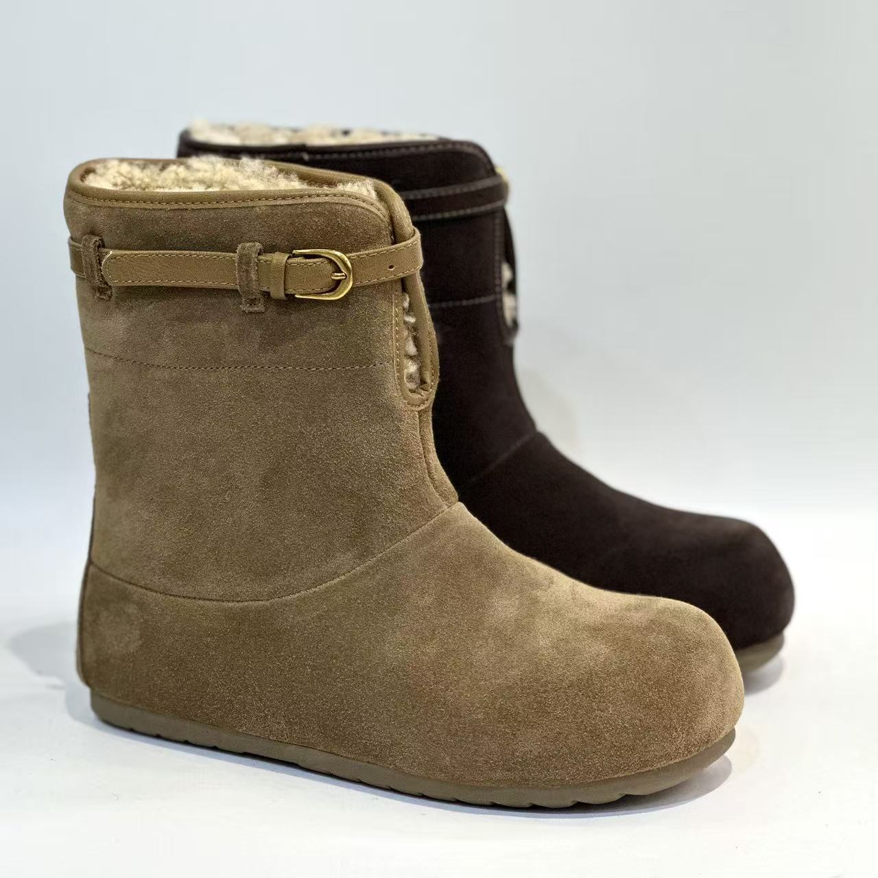 【DaFangLady张大方】 25年新款圆头保暖设计感牛反绒雪地靴