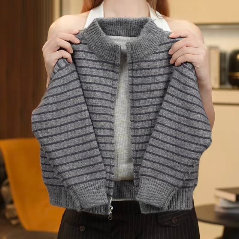 德绒加绒加厚毛衣开衫