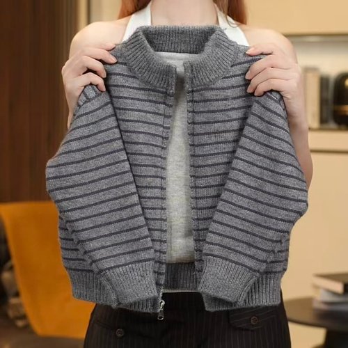 德绒加绒加厚毛衣开衫