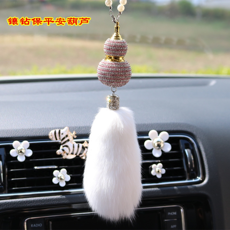 Car perfume pendant car interior inlaid with diamond gourd pendant car safe fox hair pendant car creative decoration