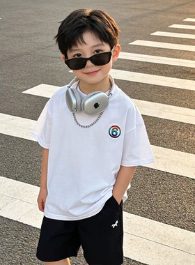 度度猫2026男女童宽松t恤短袖新款棉质卡通中大童休闲上衣260006