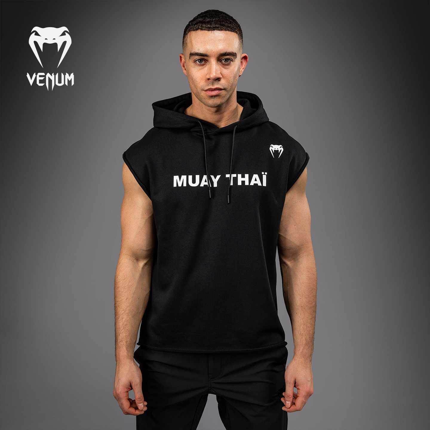 VENUM毒液 Muay Thai VT男款无袖T恤帽衫跑步运动训练休闲上衣