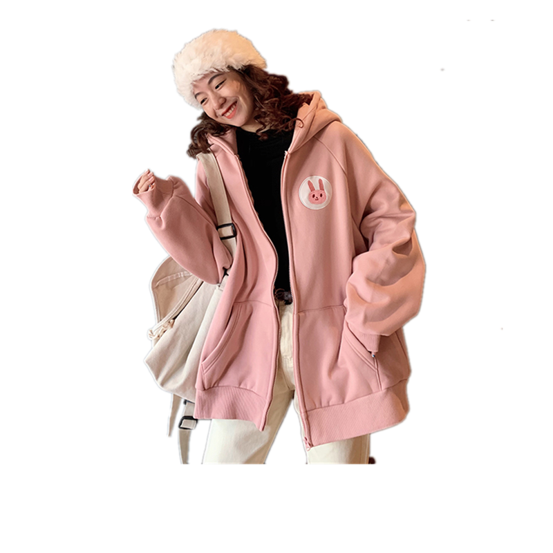 衛(wèi)衣開衫女寬松連帽外套拉鏈韓版潮春秋薄款休閑2019新款長袖上衣