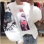 女2018春夏chic 亮片棒球服飞行服夹克刺绣虎头外套宽松BF防晒衣