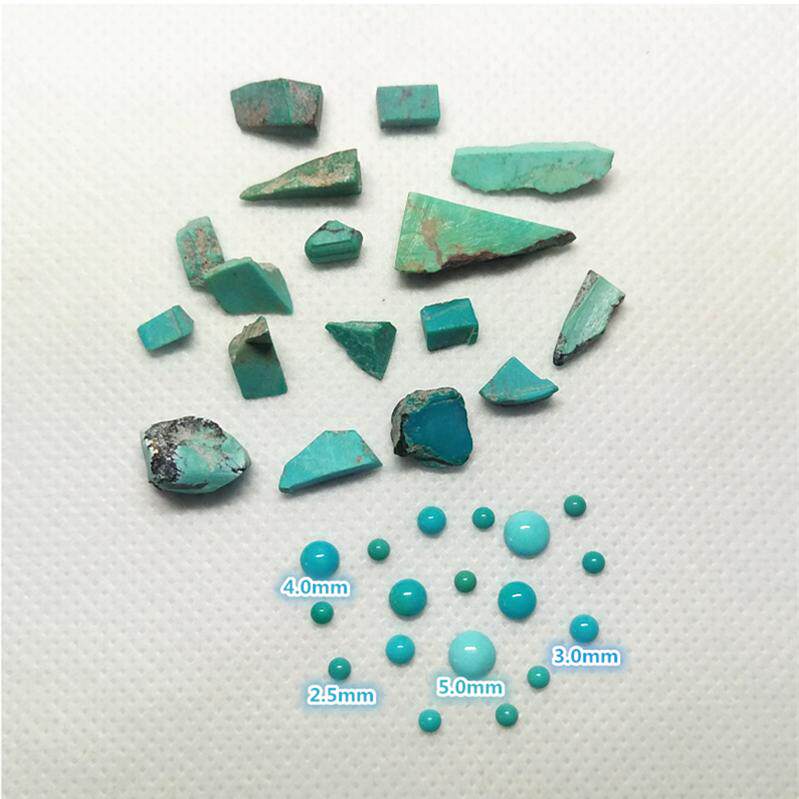 松石高蓝绿松石圆形1.5mm~6mm平底蛋面光面素面裸石戒面镶嵌首饰