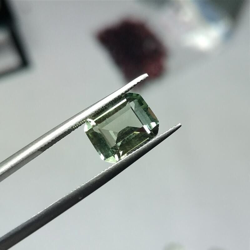 压电紫绿水晶长方形小八角绿碧玺色橄榄绿裸石镶嵌戒指吊坠耳钉