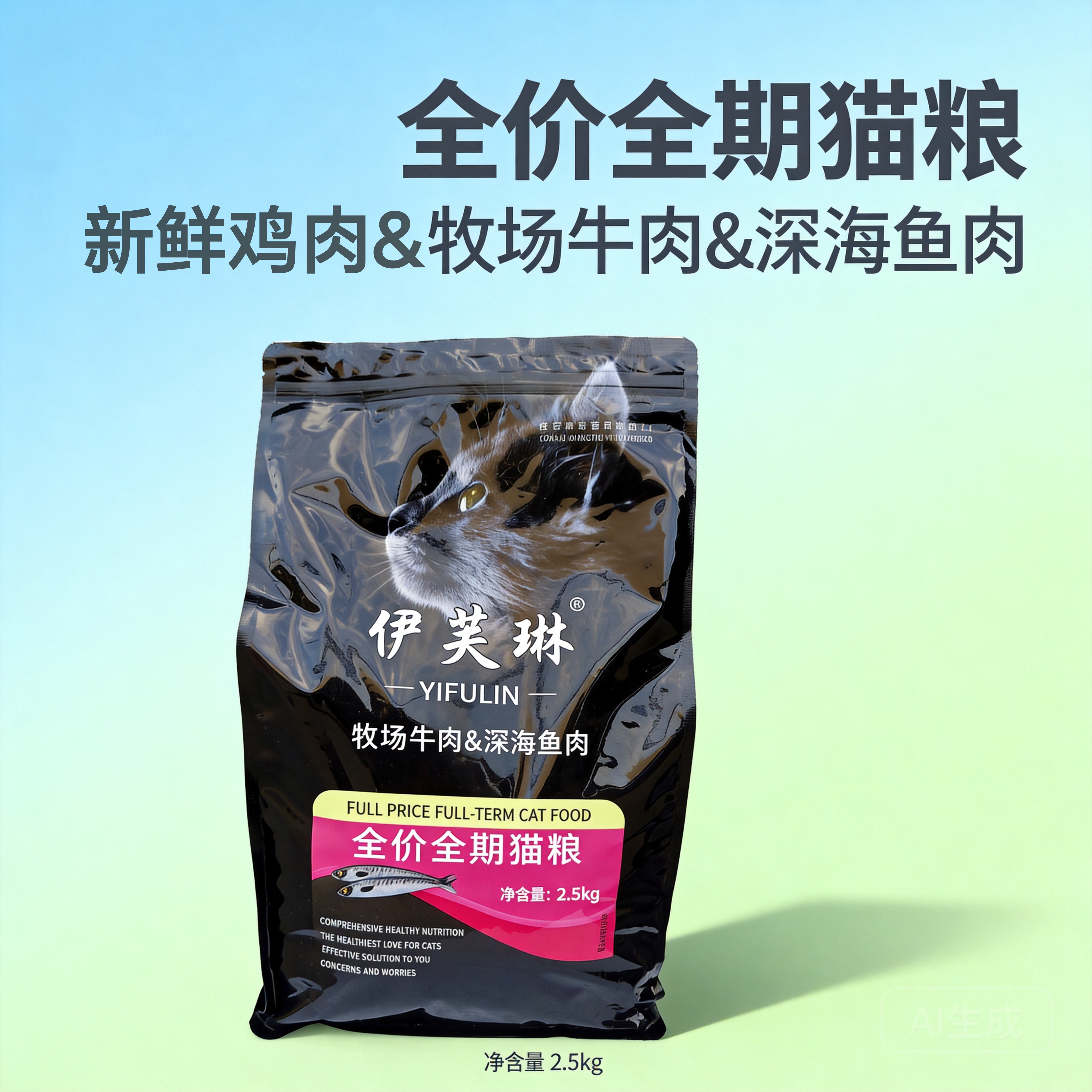 伊芙琳猫粮全价全期鸡肉牛肉深海鱼肉呵护肠胃增强免疫力亮毛护肤