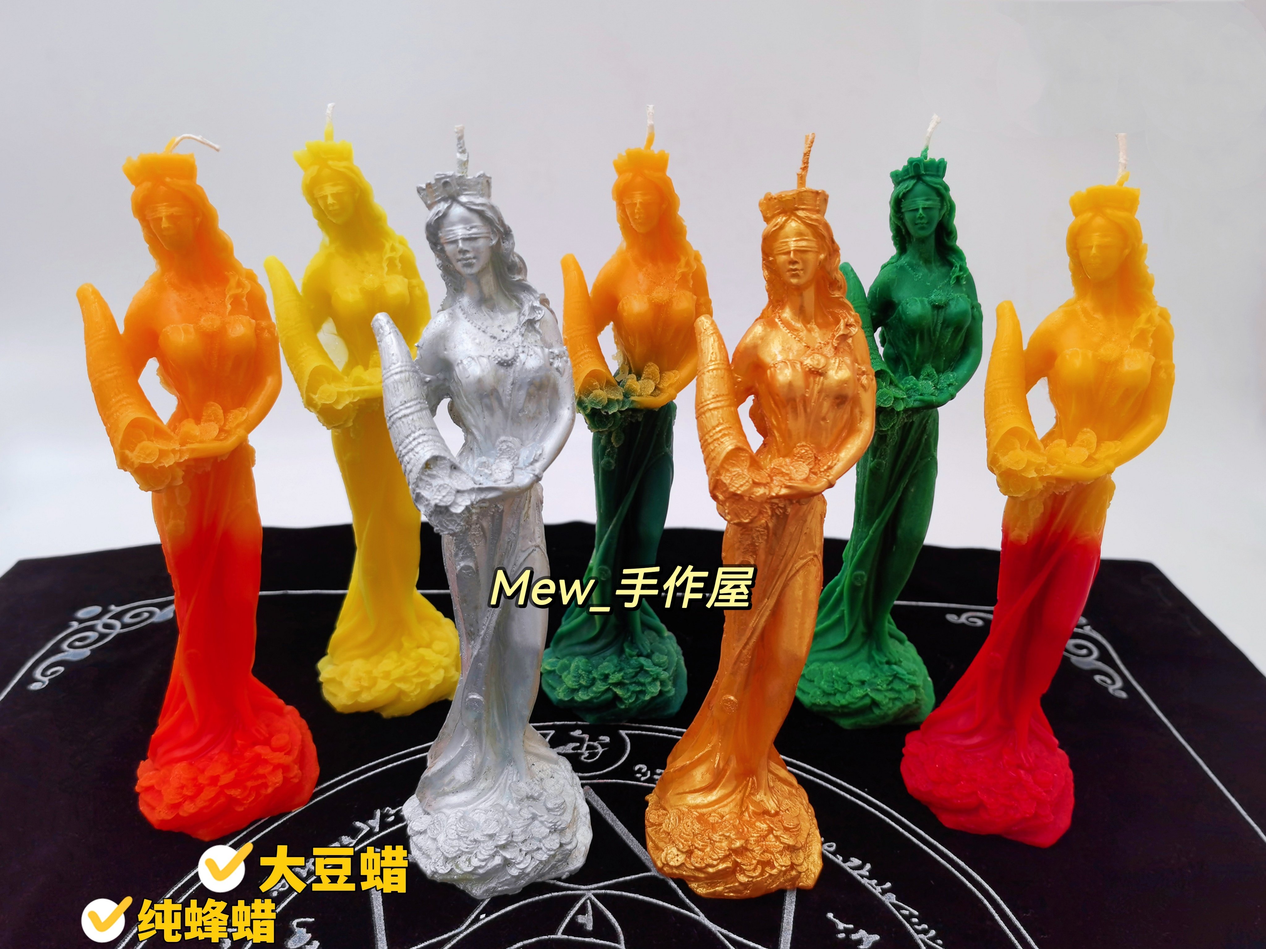 财富女神 蜂蜡大豆蜡造型蜡烛/可定制