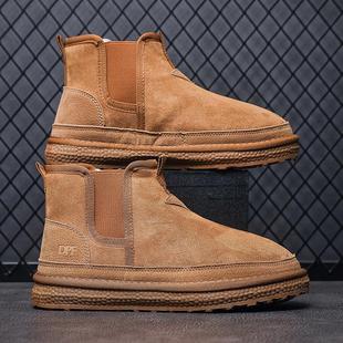 加绒户外穿防滑保暖雪地靴男士 东北大棉鞋 短筒靴子男 新款 2025冬季