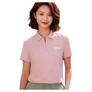 女短袖 翻领拉链POLO衫 商务休闲舒服透气T恤 修身 2026年夏季