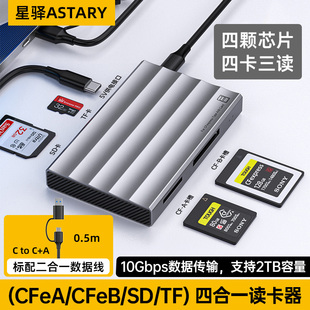 CFB支持UHS CFA II四卡三读 星驿10G四合一多功能高速读卡器TF