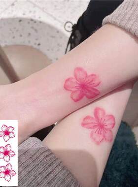 少女心纹身贴防水持久花朵樱花手