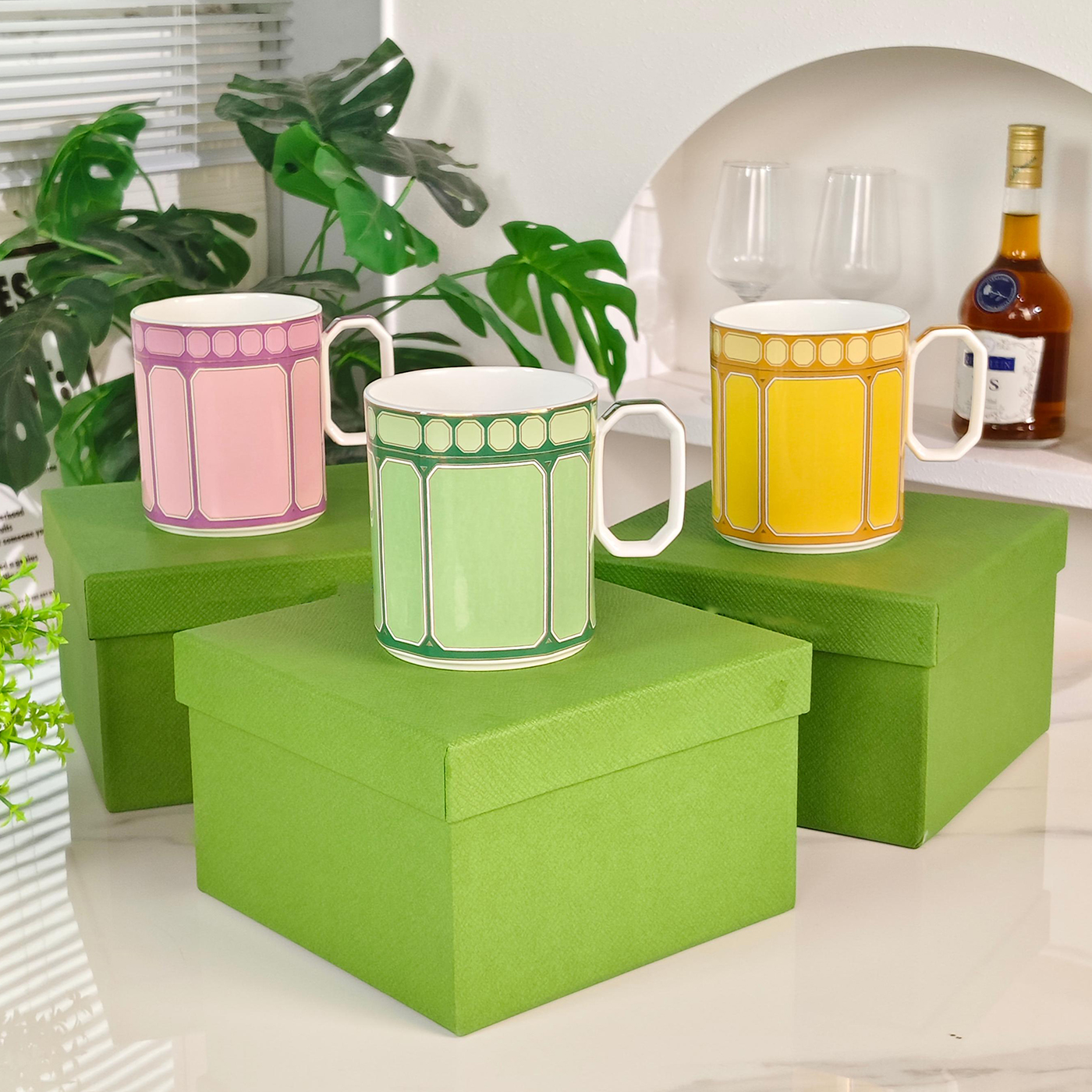 欧式几何图形骨瓷马克杯