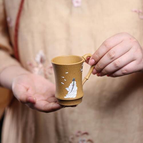 紫砂泥绘高档宜兴原矿紫砂杯