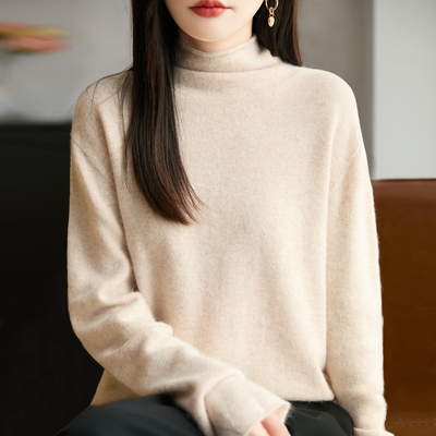 半高领卷边保暖针织打底衫女2025新款洋气大码女装上衣秋冬毛衣