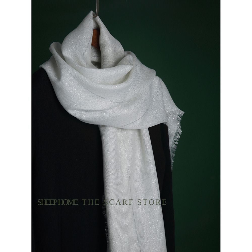 北欧贵牌！Partyqueen女王气质闪烁奢华感白月光银丝围巾丝巾披肩